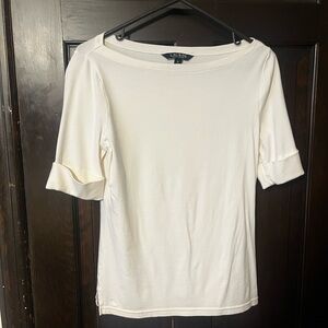 Lauren Ralph Lauren Cream Short Sleeve Top